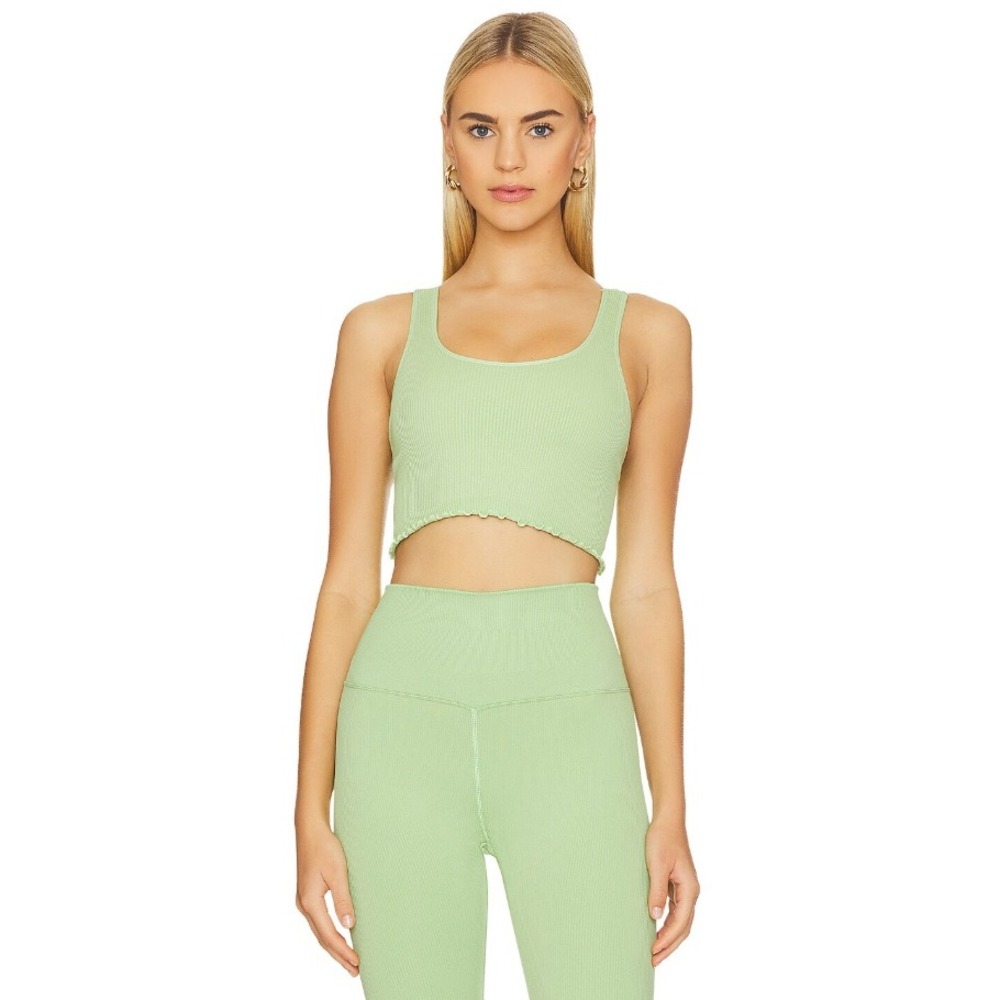 Spiritual Gangster Mineral Wash Amor Cropped Tank Top Ribbed Lettuce Edge XS/S